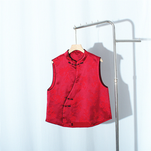 独特漂亮上衣提花马甲女装高级感新中式国风本命年漂亮红色马甲潮