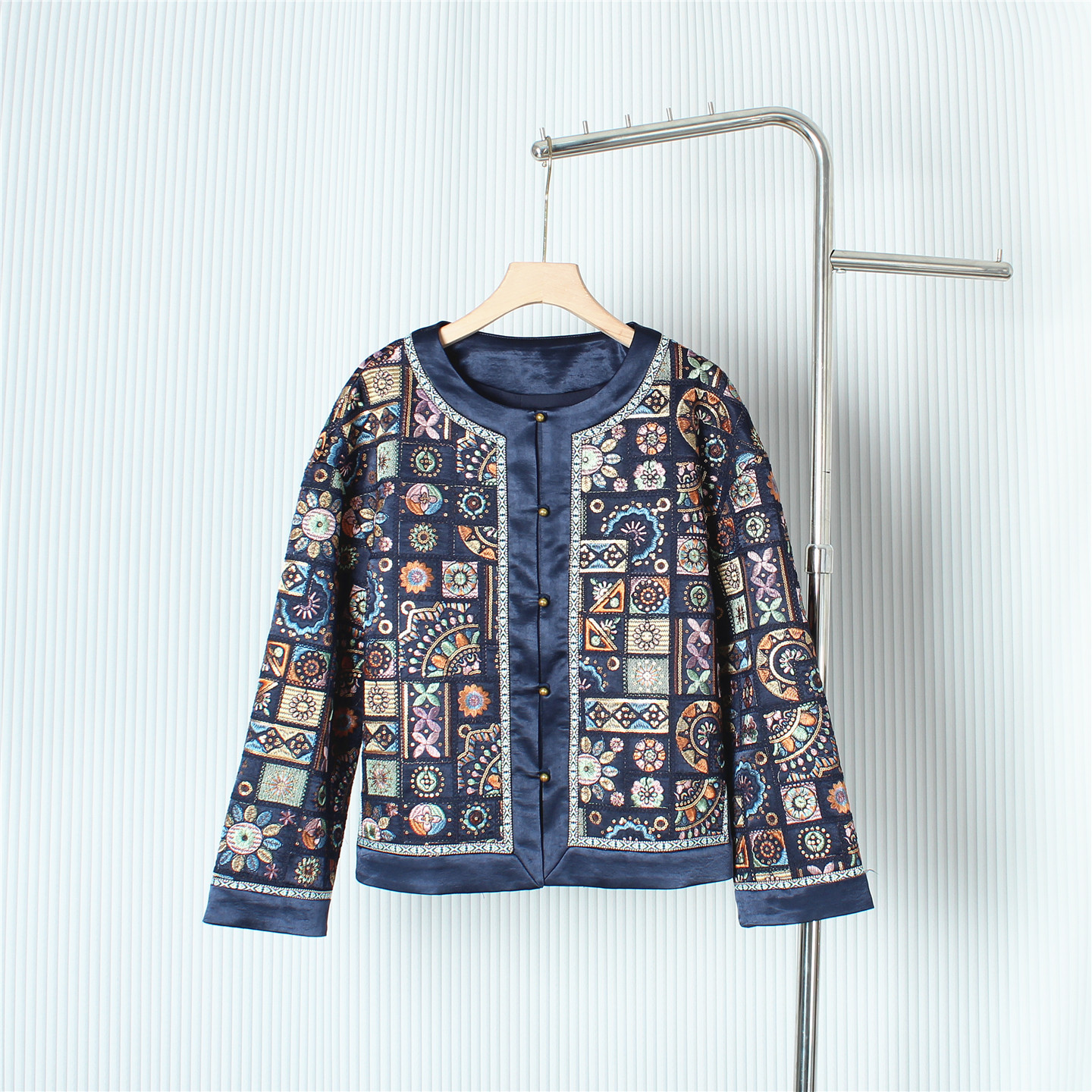 新中式国风重工刺绣醋酸外套女装2025秋季新款高端年轻款唐装上衣