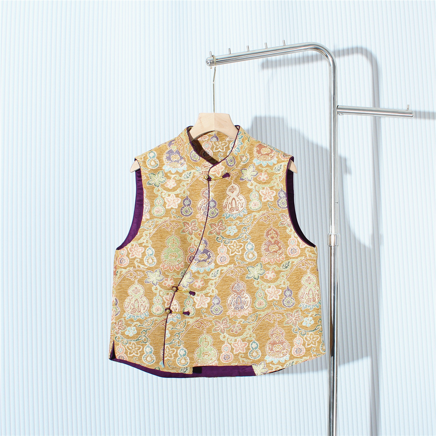 新中式国风提花马甲女春秋款外搭复古改良唐装斜襟高级感气质上衣