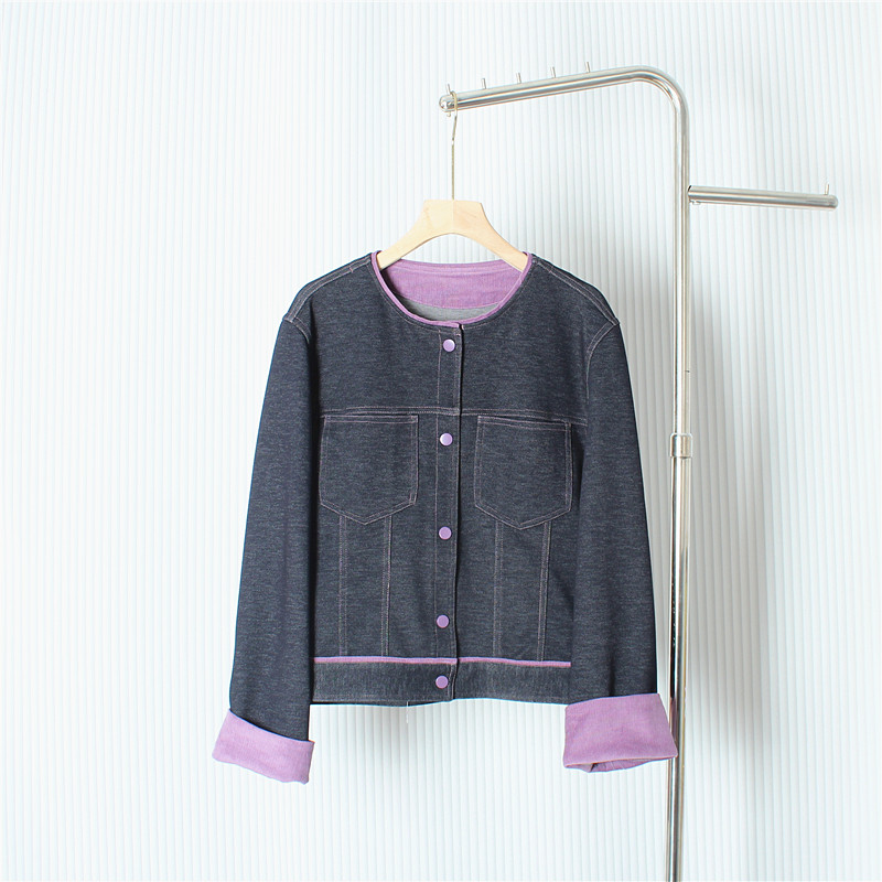 拼接撞色牛仔外套女装新款秋季减龄高级感休闲短款气质小个子上衣
