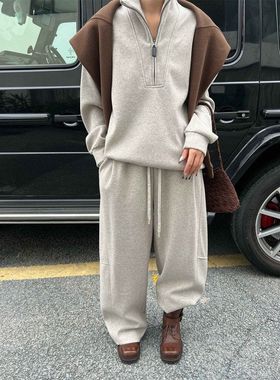 卫衣套装裤垂感卫裤95906裤冬季时尚休闲-弯刀拖地宽松系带18511