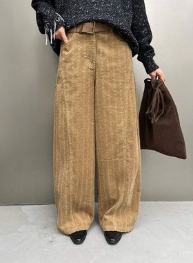 95838裤新款钩花高个子条纹2025拖地冬季阔腿裤弯刀灯芯绒女式