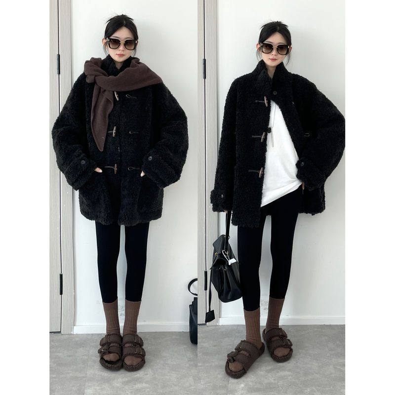 一体扣加厚毛毛立领澳洲南鱼羊毛中长款皮毛皮草拉链牛角100外套,女装/女士精品,短外套,淘宝优惠券,粉丝福利购,淘宝优惠卷