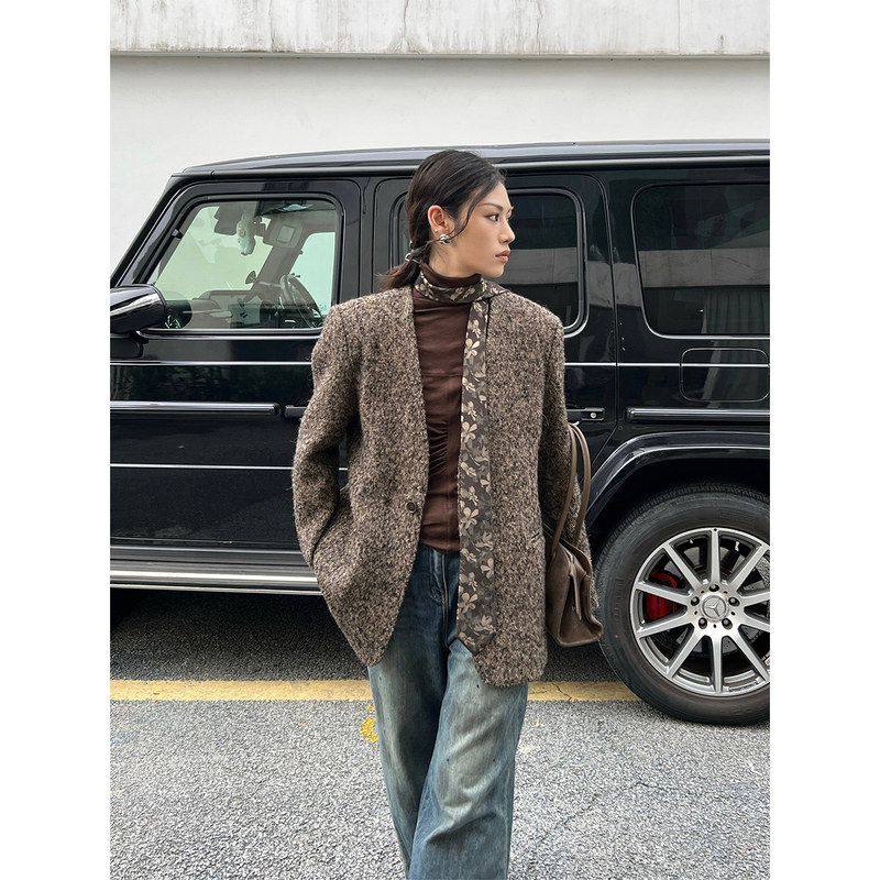 风气质老钱56169西装2025羊毛一粒扣冬季新款都市通勤中长款外套