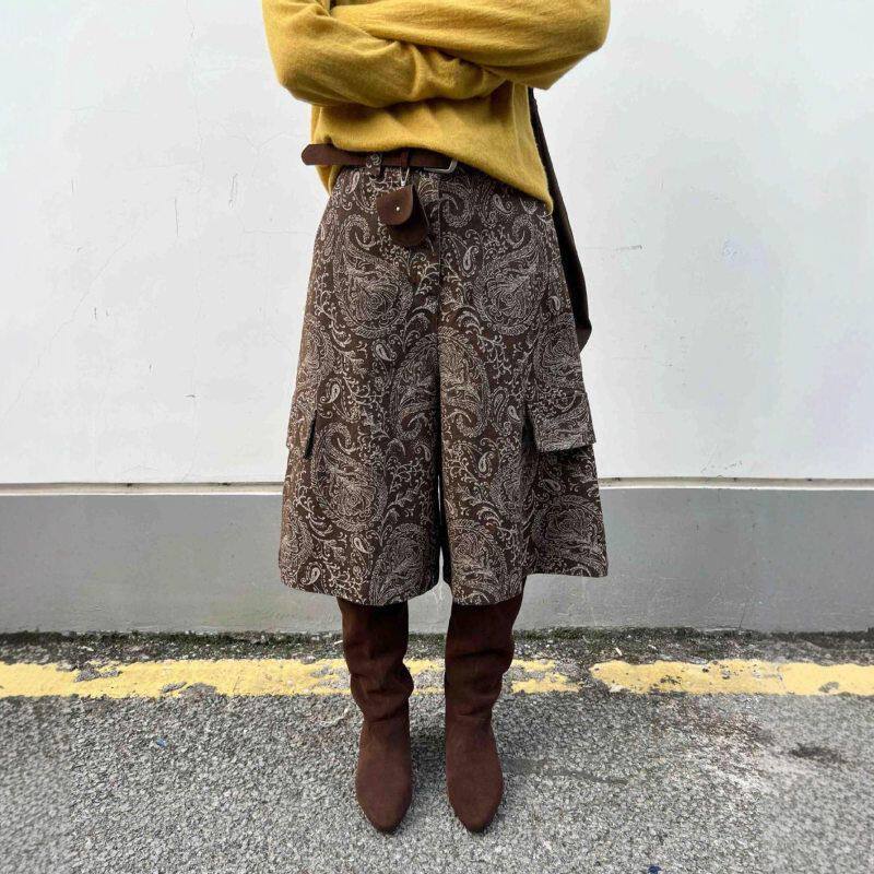 腰果花2025冬季美式直筒休闲短裤牛仔中裤95856新款复古