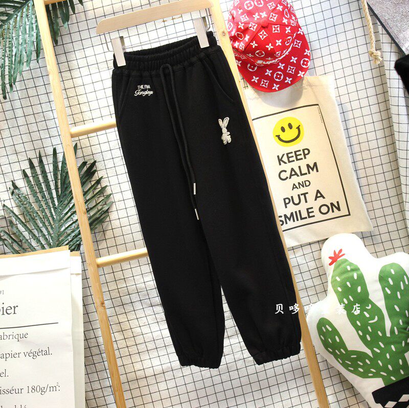 9-19品牌童装中大儿童百搭运动卫裤春夏男女童休闲韩版兔子长裤潮