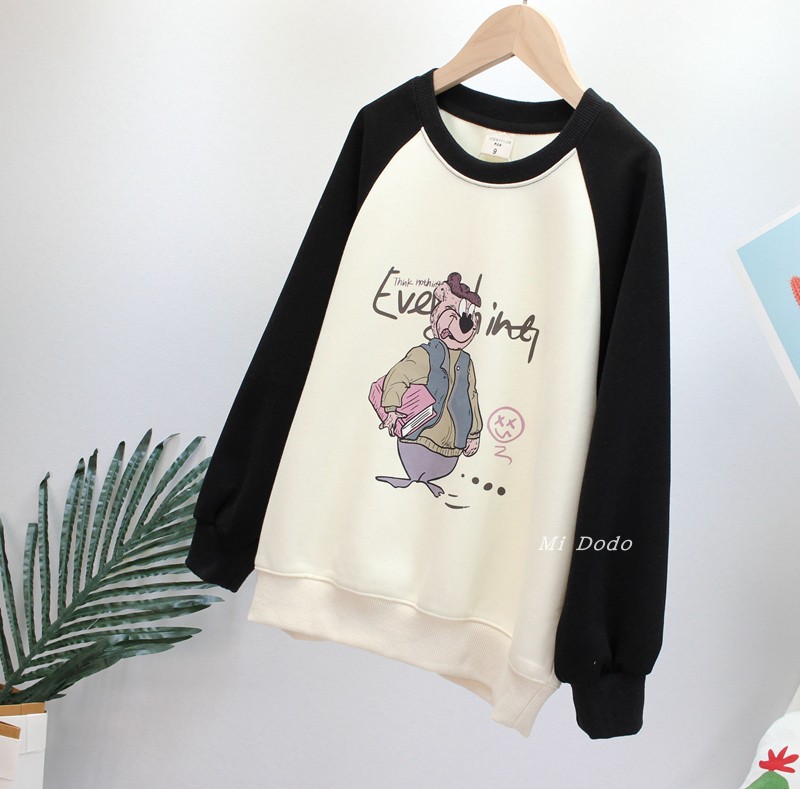 9-19乔贝乐童装男女童卫衣春新款卡通拼接袖圆领百搭中大儿童上衣