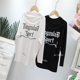 7-19品牌童装男女童秋宽松字母中大童洋气长袖T恤青少年韩范上衣