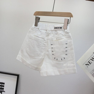 9-19码童乐鱼女童夏季韩范新百搭软牛仔短裤中大儿童卷边热裤潮