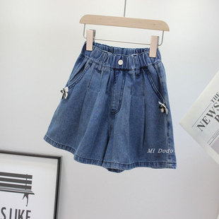 9-19码大E小e女童夏季韩范新宽松软牛仔中短裤裙中大儿童五分裤潮