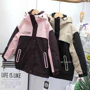 9-19码童乐鱼童装秋冬男女童韩加棉外套中大童潮范保暖冲锋衣棉袄