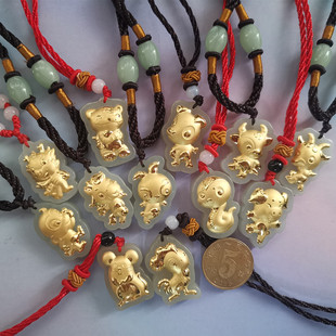 金镶玉平安锁吊坠十二生肖吊坠金镶玉和田玉貔貅项链