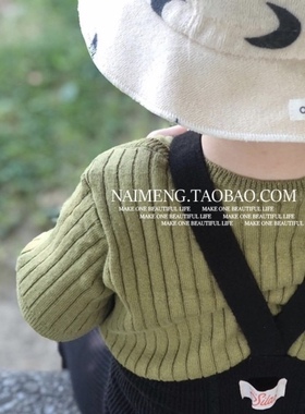 儿童针织打底衫坑条女童mabli套头羊毛男童短袖纯色毛衣25新款ins