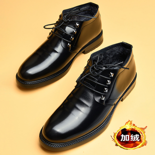 高帮皮鞋 男靴皮鞋 男加绒男鞋 英伦青年短靴休闲商务正装 子韩版 冬季