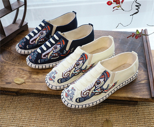 2024新款云南汉服文化中国风国潮复古民族大理平底千层底帆布鞋男