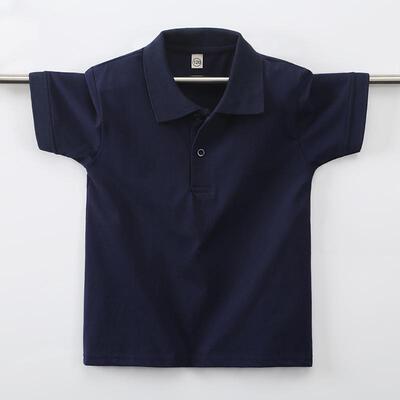 纯棉男童短袖T恤中大童翻领班服