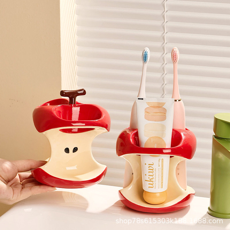 苹果电动牙刷置物架卫生间免打孔牙具座创意可爱洗漱台牙刷牙膏架