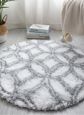 北欧卧室地毯不掉毛椅子地垫圆形化妆凳小地毯毛绒摇椅地垫简约