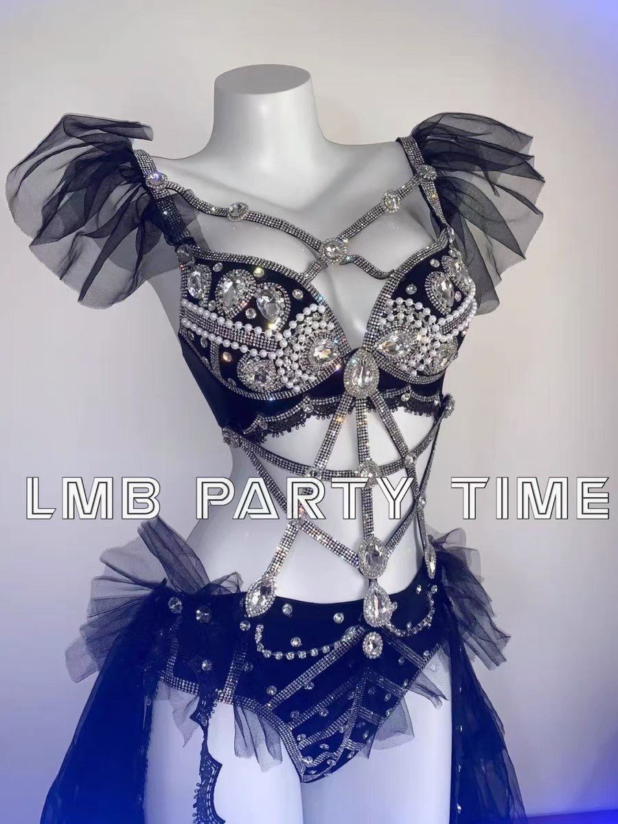 演出服定制电音节蹦迪小仙女奢华闪钻tutu裙套装