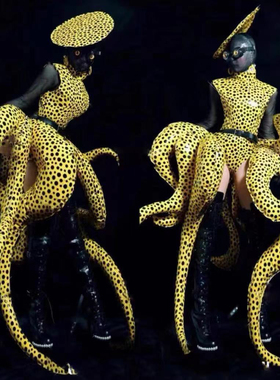 黄色酒吧GOGO演出服章鱼海洋系列黄色波点游乐场海洋世界 万圣节