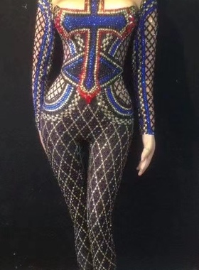 万圣节派对高端派对十字架连体裤羽毛长裙女歌DsDJ舞队gogo演出服