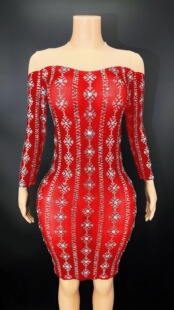 跨新年钻石礼服透视女歌手性感连衣裙夜店酒吧演出DJ服装dress