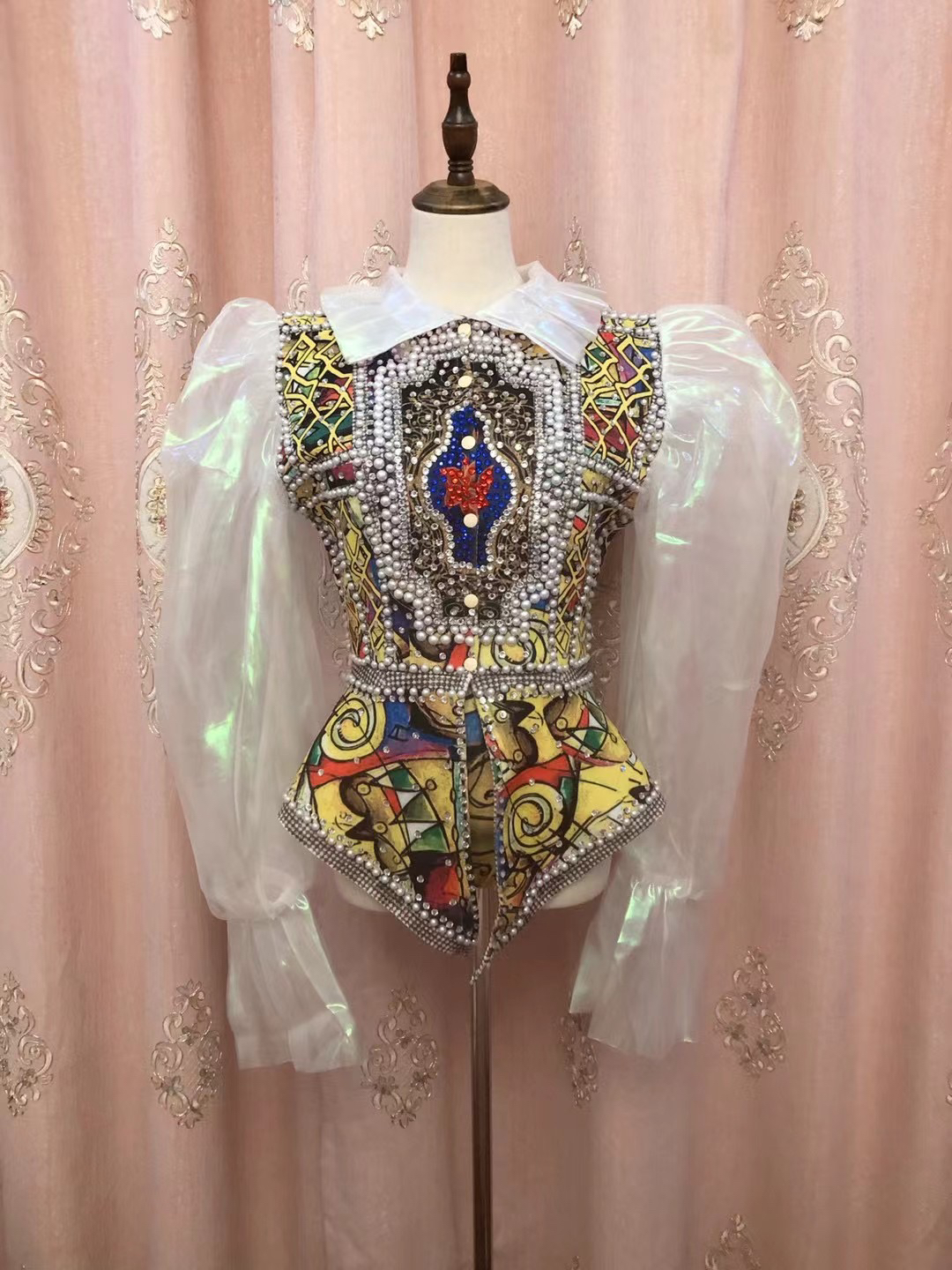 酒吧女歌dsdj万圣节扑克女王欧式宫廷水钻性感上衣短裤套装演出服