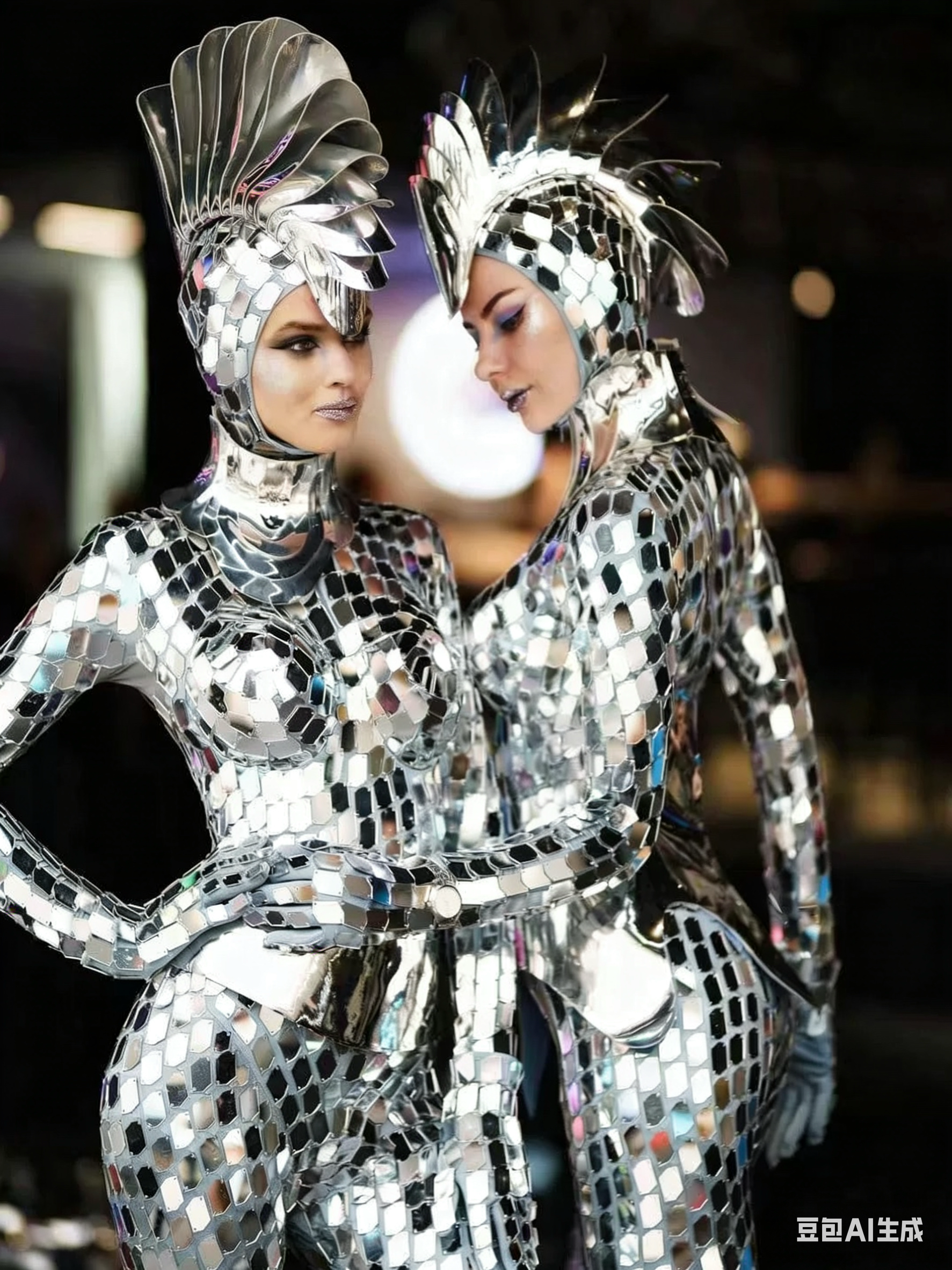 性感演出服太空镜面连身衣gogo服装女开场声光电舞美爆点ds连体裤