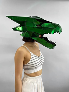 订做新款 表演可穿戴亚克力镜面龙头套