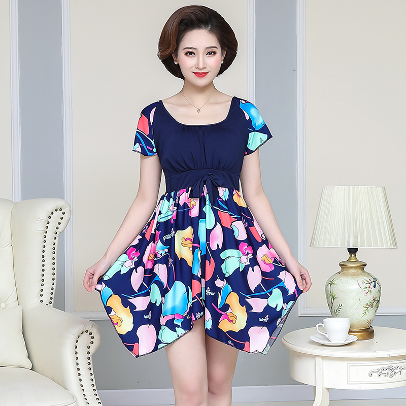 分体泳衣女两件套保守遮肚显瘦中老年时尚加大码妈妈款温泉游泳装