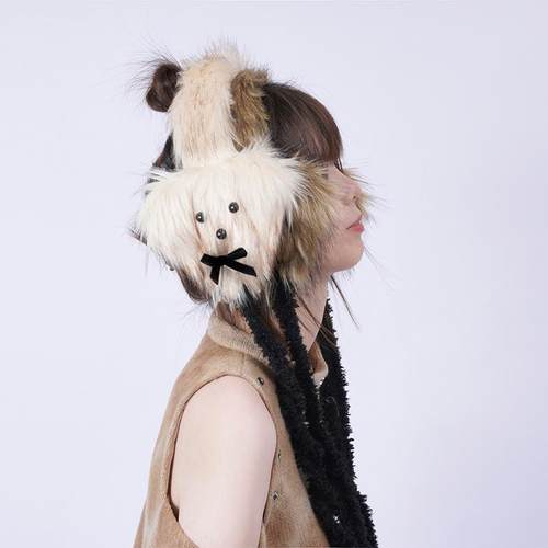 毛绒小狗可爱加厚小狗耳罩