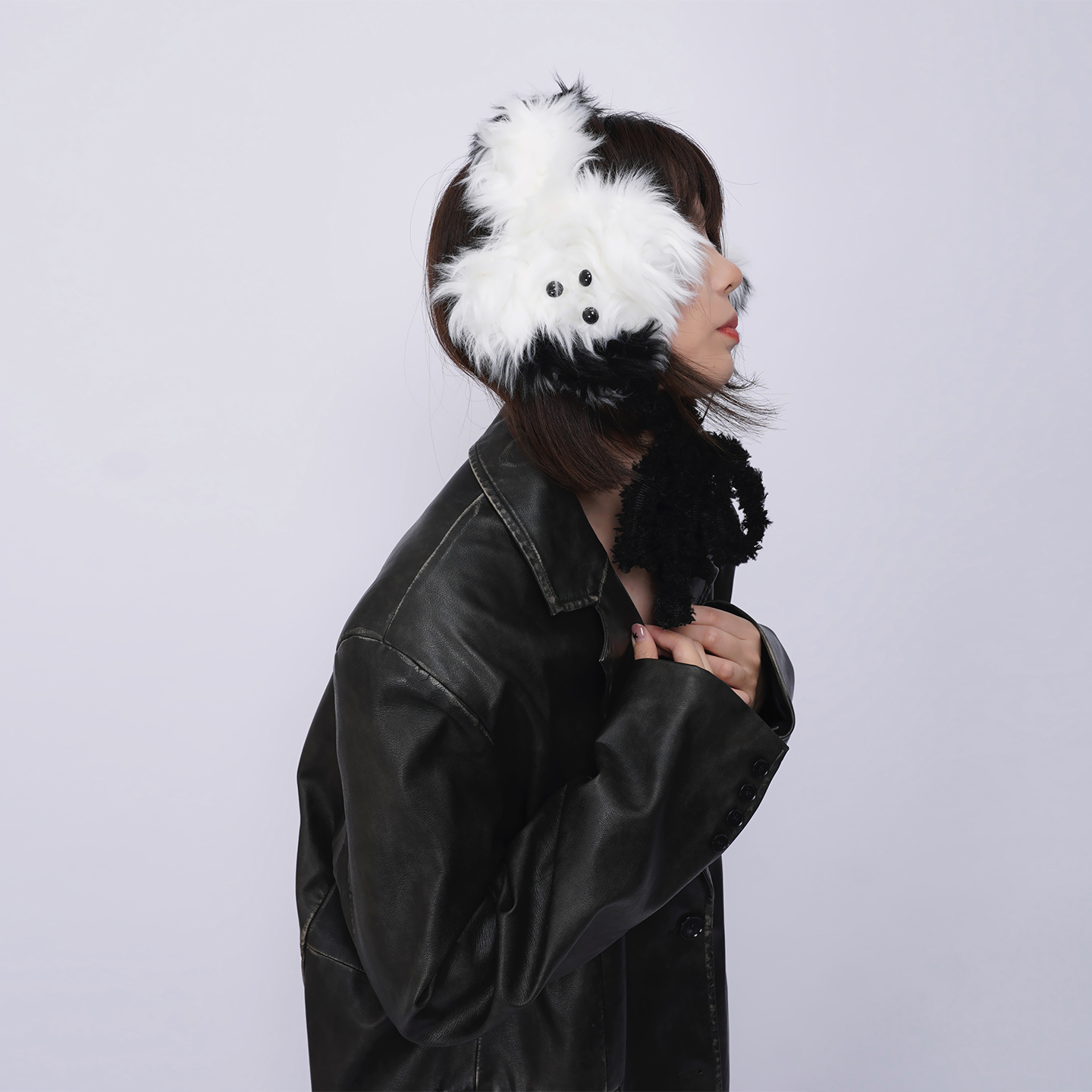 REBIRTH野生设定原创秋冬毛绒纯色保暖小狗耳罩围巾可爱防寒耳套