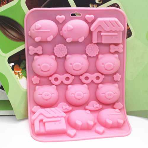 新款12连心形可爱小猪眼镜房子蝴蝶结巧克力布丁硅胶蛋糕烘焙模具,厨房/烹饪用具,烘焙模具,淘宝优惠券,粉丝福利购,淘宝优惠卷