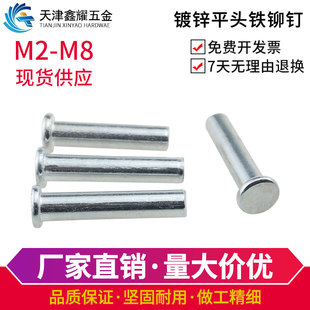 实心镀白锌平头铁铆钉GB109铁钉铁击打平敲打铆钉M2M3M4