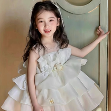 公主裙女童夏款洋气花童连衣裙儿童高级感蛋糕裙小女孩轻奢礼服裙