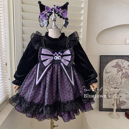重工女童洛丽塔公主裙冬款洋气礼服蓬蓬裙小女孩卡通库洛米连衣裙