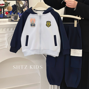 女童兔子警官套装春装2026新款洋气朱迪卫衣外套儿童学院风运动装