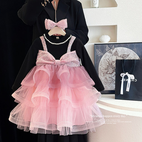 女童新款女孩洋气网纱礼服蓬蓬裙