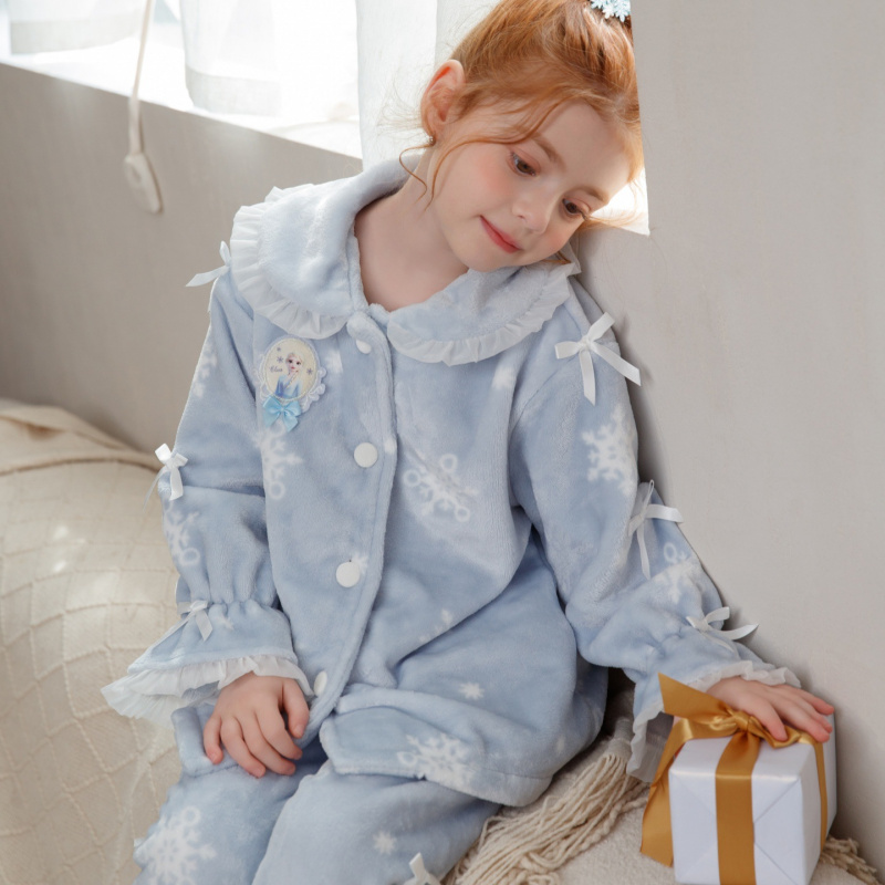 女童秋冬法兰绒保暖家居服