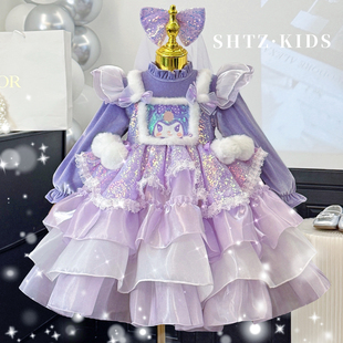 女童库洛米裙子冬装高端生日礼服裙蓬蓬纱裙儿童洛丽塔加绒公主裙