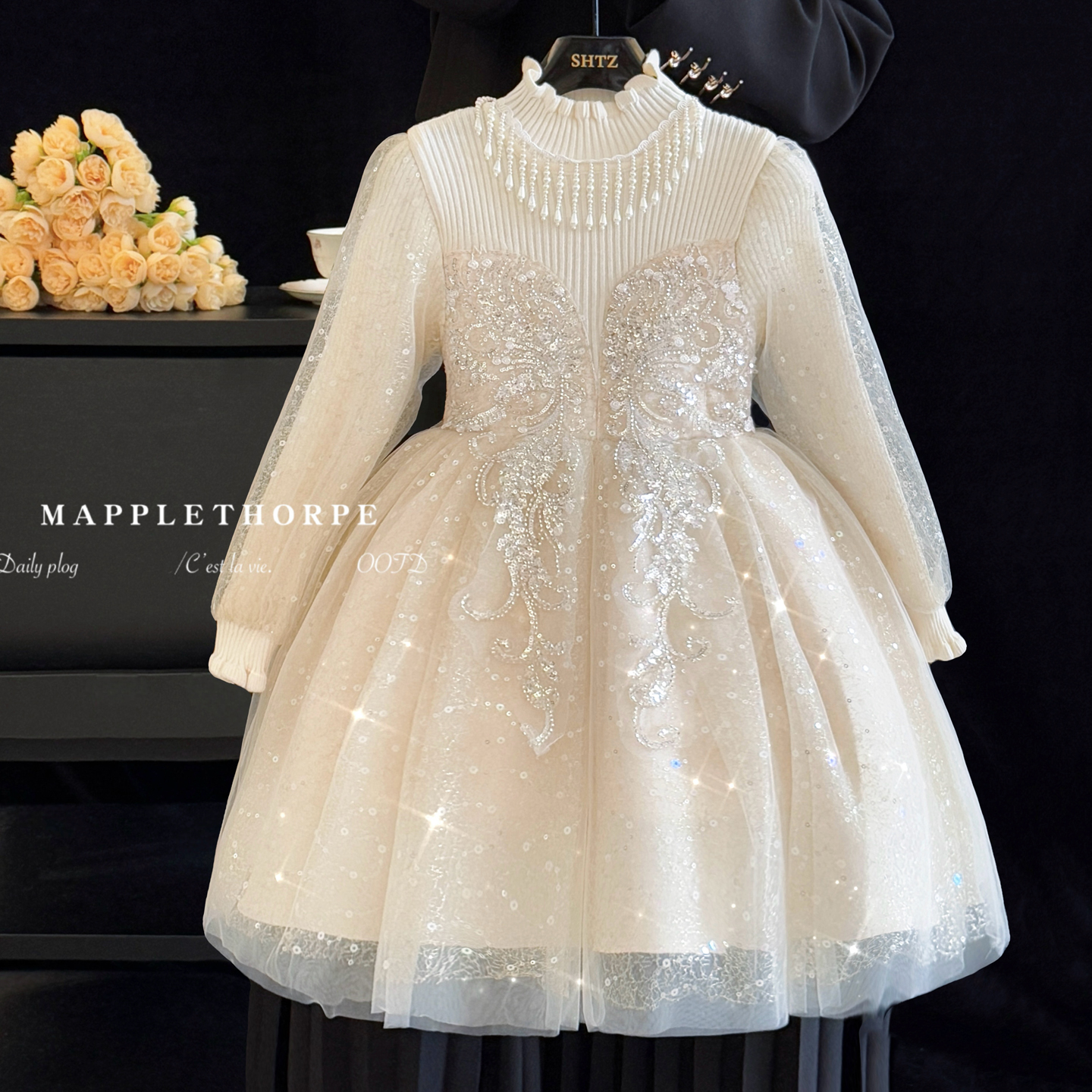 女童春秋季时尚亮片精致公主礼裙