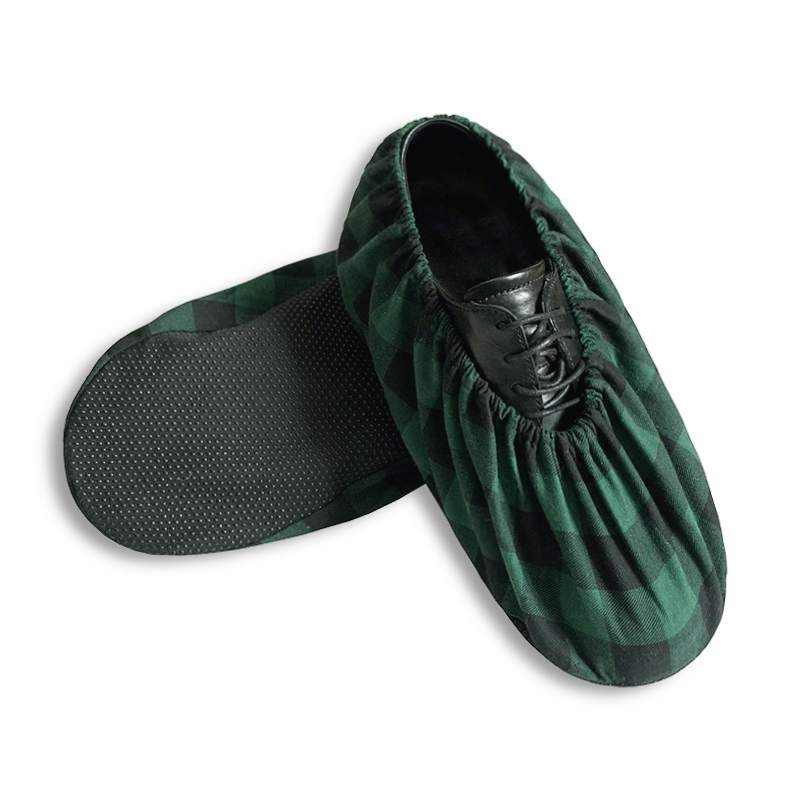 格子全棉圆头防滑底布大码布鞋套