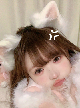 三尾树原创萨摩耶兽耳耳朵cos头箍发夹道具可爱狗狗猫猫耳毛茸茸