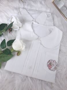 【三尾树葵喵】jk制服原创独家草莓兔丸襟大圆领上衣衬衣校服