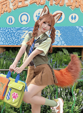 狐狸尾巴伪疯狂动物城狐尼克cos火狐拼色手作兽尾超长朱迪电动