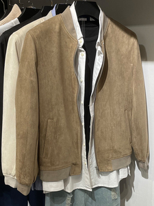 ZA春季男装仿麂皮飞行员夹克外套棒球领上衣棒球服 3046480 707