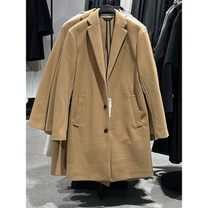 ZA2023秋冬季新品男装中长款舒适版型毛呢大衣外套潮5070300 704