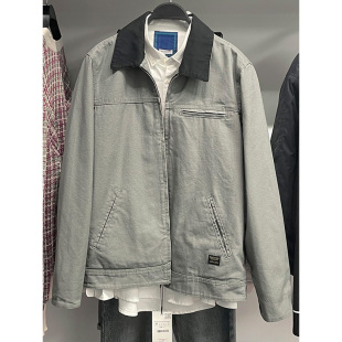 复古休闲翻领加棉夹克水洗做旧厚外套1538369 男装 柜499 秋冬新款