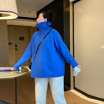 大码胖mm软糯高领毛衣女秋冬新款加厚宽松内搭高级感黑针织打底衫