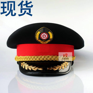 新品藏青色铁路大盖帽站长动车大檐帽轻轨乘务员列车员列车长帽子